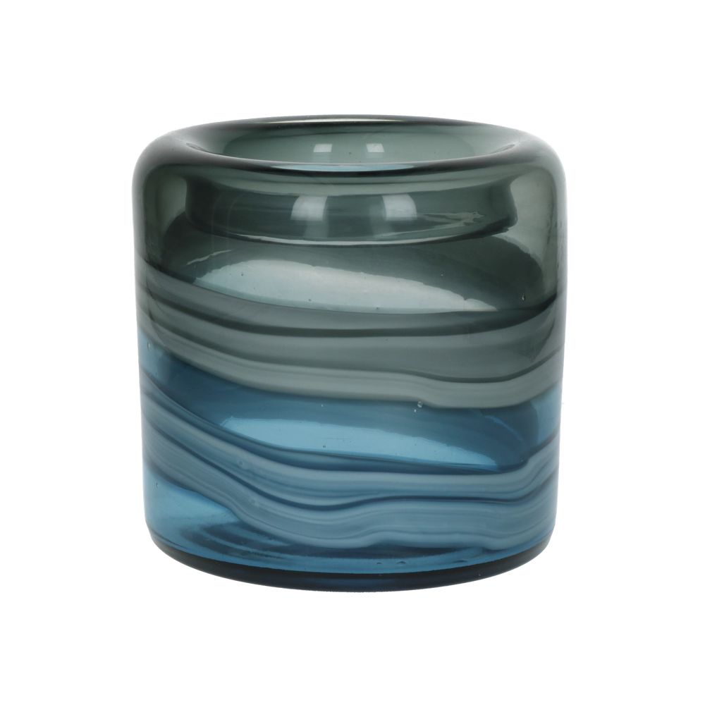 HAV - Vase en verre nuance bleu- DIA 17 X H 16 CM - Pomax